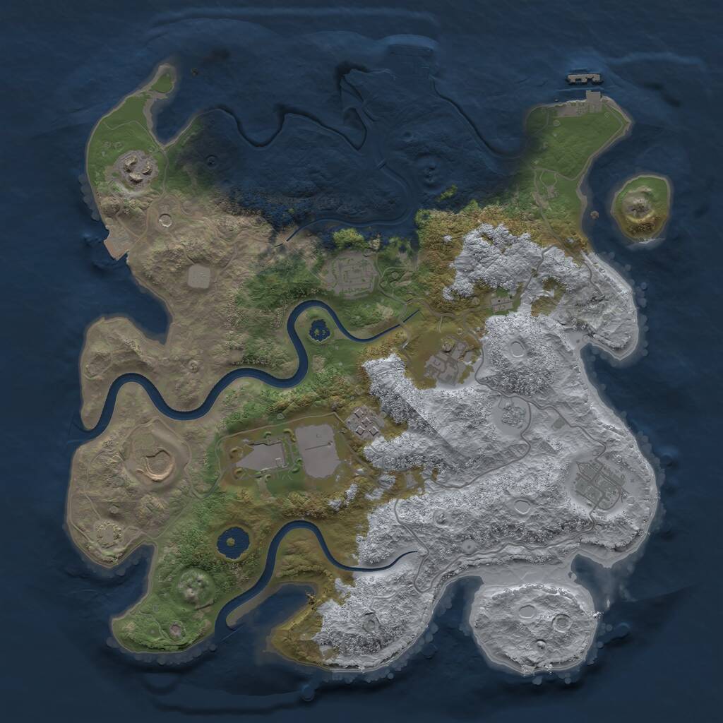 Rust Map: Procedural Map, Size: 3500, Seed: 727536, 13 Monuments