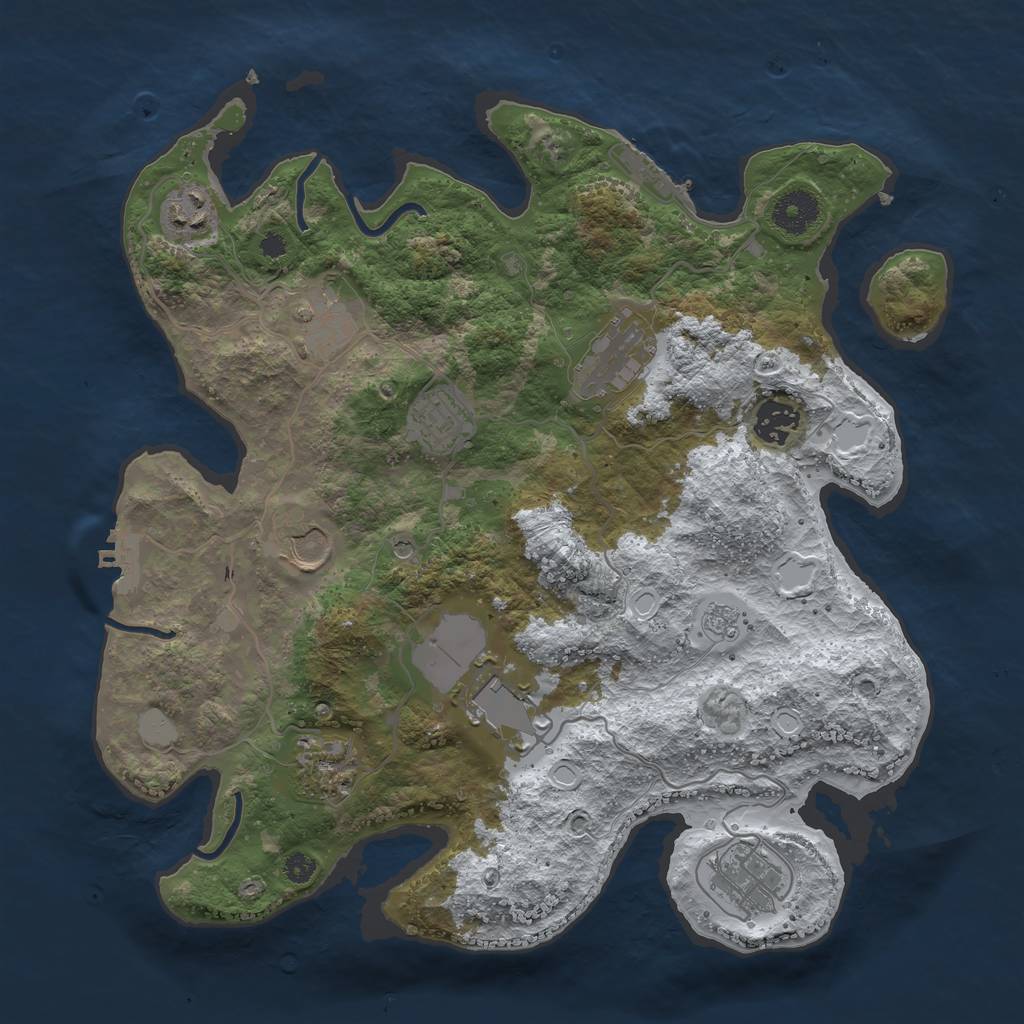 Rust Map: Procedural Map, Size: 3500, Seed: 727536, 18 Monuments