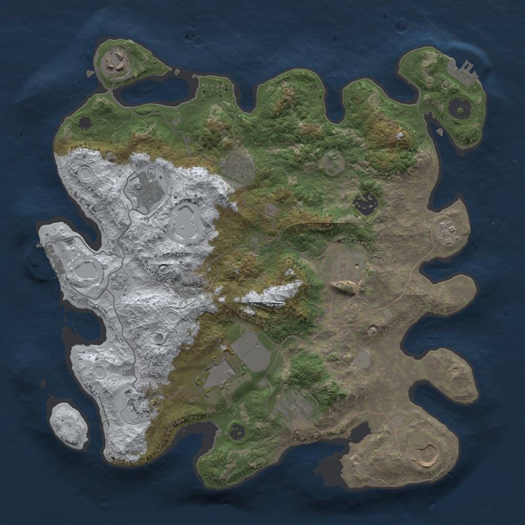 Rust Map: Procedural Map, Size: 3500, Seed: 740186264, 18 Monuments