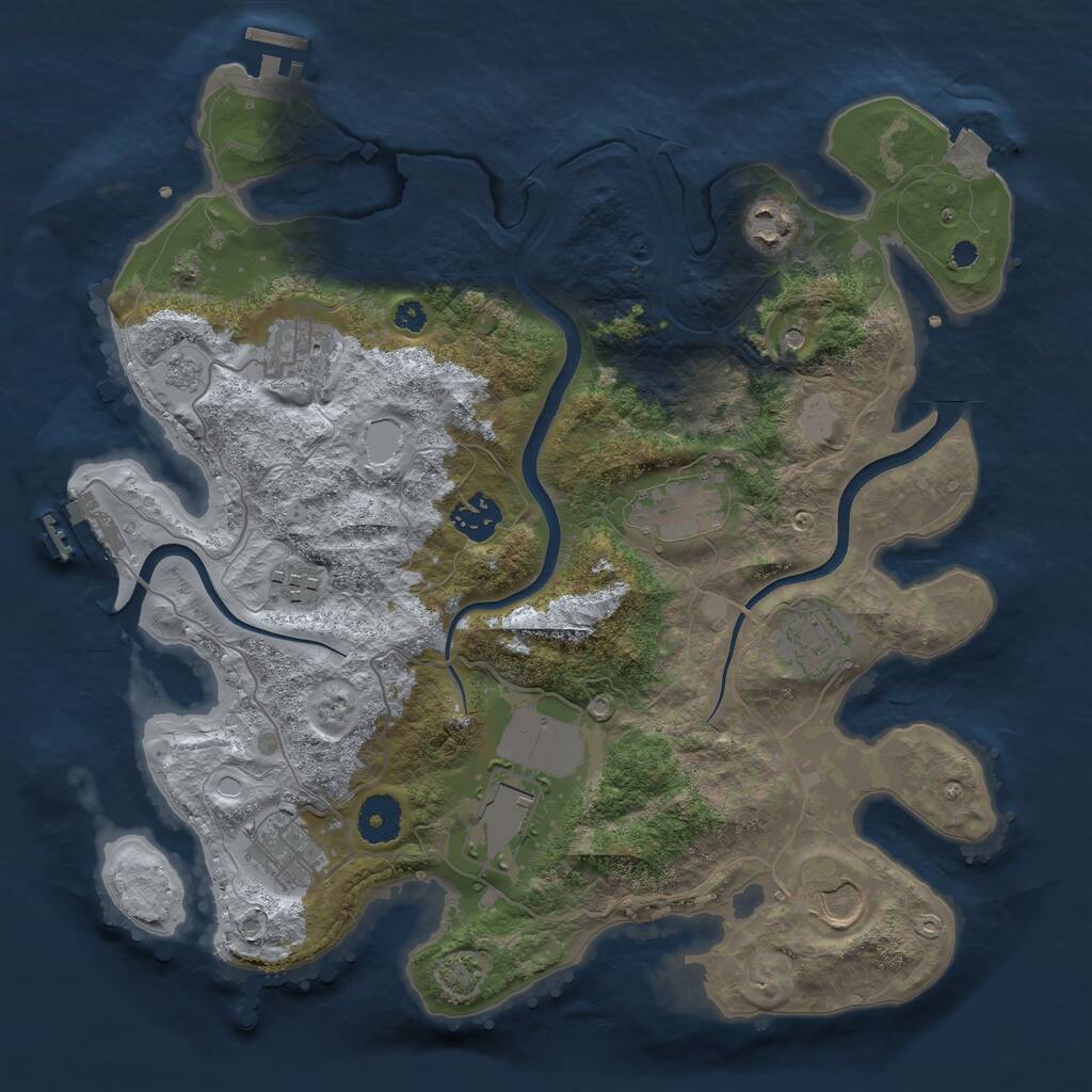 Rust Map: Procedural Map, Size: 3500, Seed: 740186264, 15 Monuments