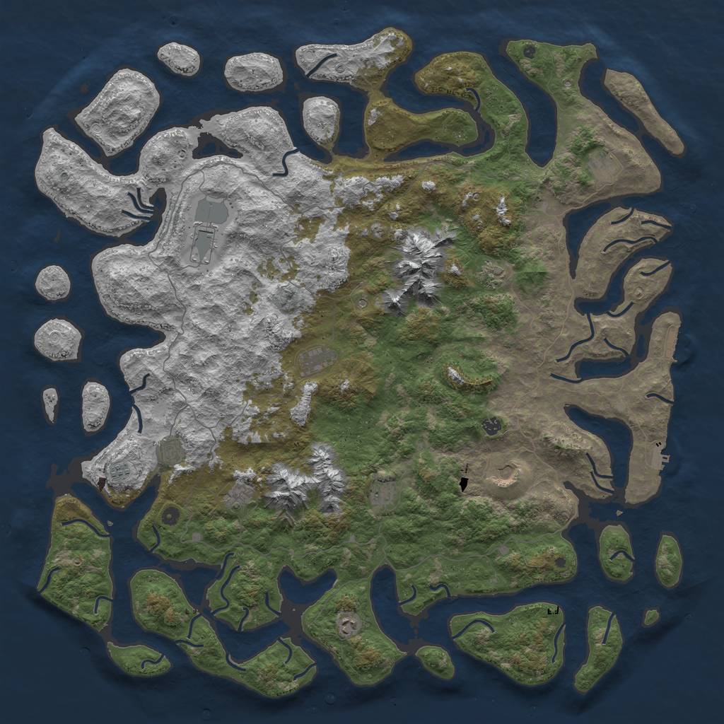 Rust Map: Procedural Map, Size: 6000, Seed: 42, 19 Monuments