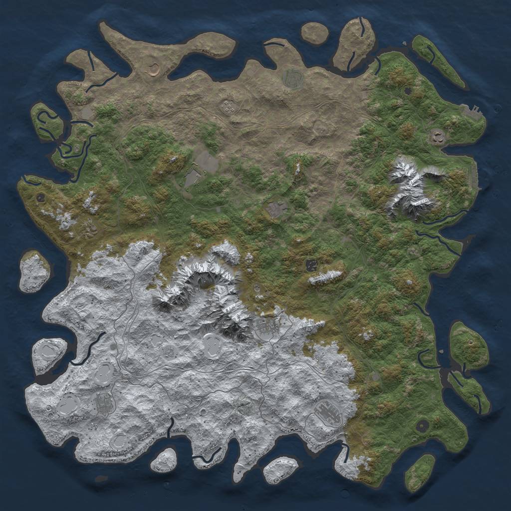 Rust Map: Procedural Map, Size: 6000, Seed: 911, 20 Monuments