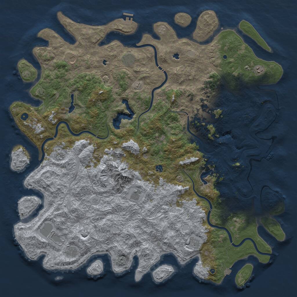 Rust Map: Procedural Map, Size: 6000, Seed: 911, 17 Monuments