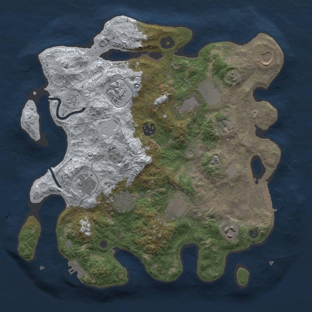 Rust Map: Procedural Map, Size: 3500, Seed: 455028, 18 Monuments