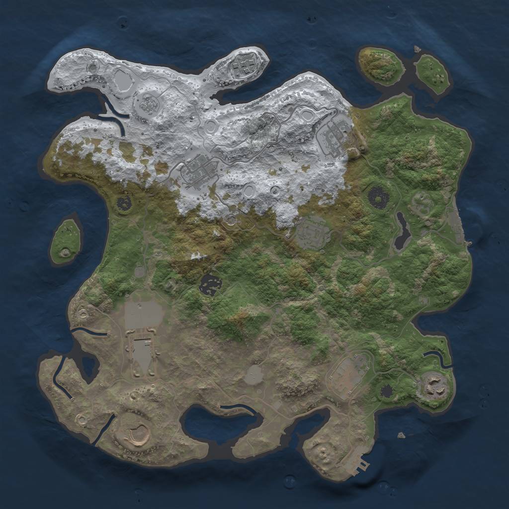 Rust Map: Procedural Map, Size: 3500, Seed: 264890, 18 Monuments