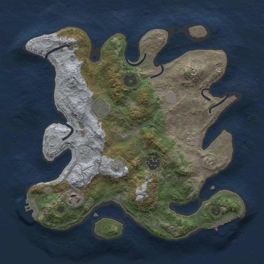 Rust Map: Procedural Map, Size: 2999, Seed: 64193665, 13 Monuments