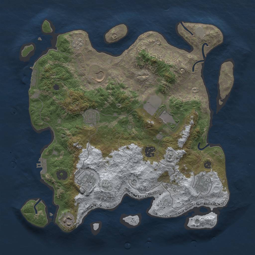 Rust Map: Procedural Map, Size: 3500, Seed: 774267, 17 Monuments