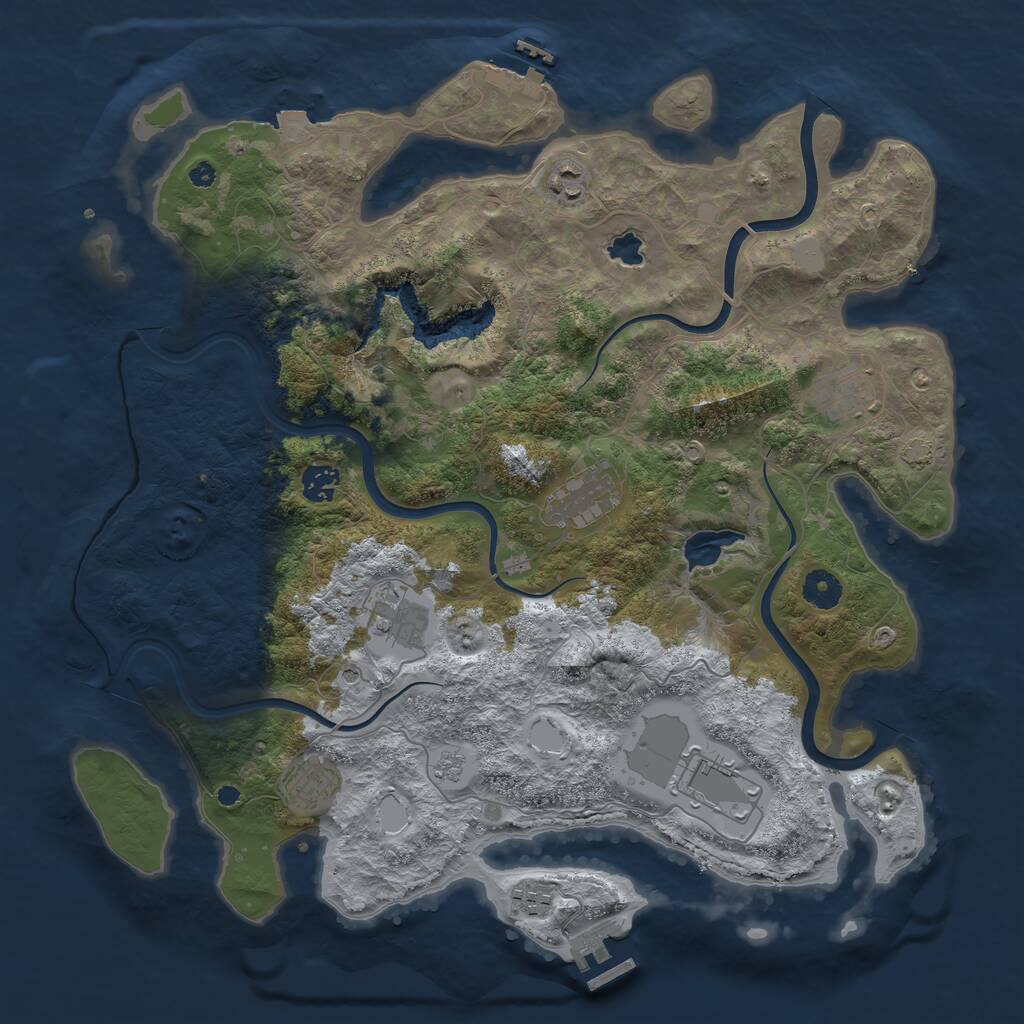 Rust Map: Procedural Map, Size: 4000, Seed: 54676, 14 Monuments