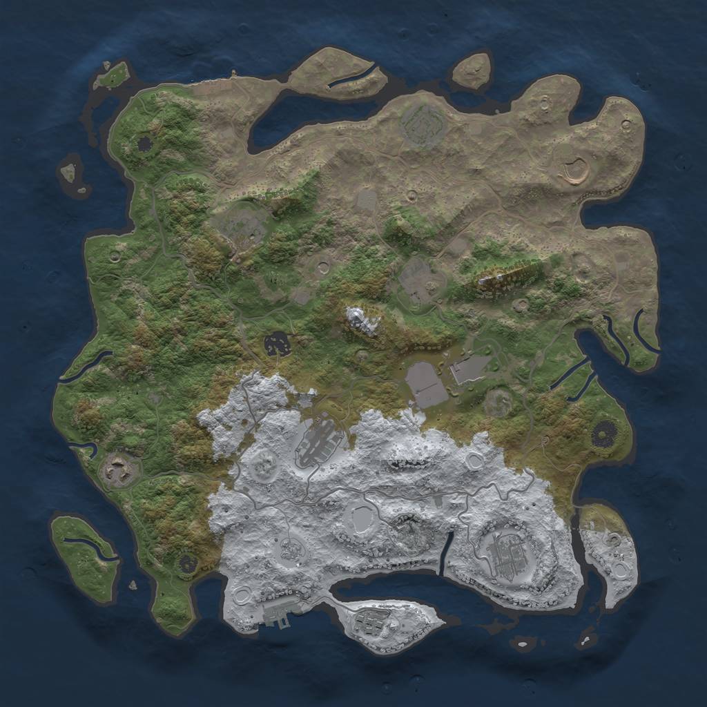 Rust Map: Procedural Map, Size: 4000, Seed: 54676, 19 Monuments