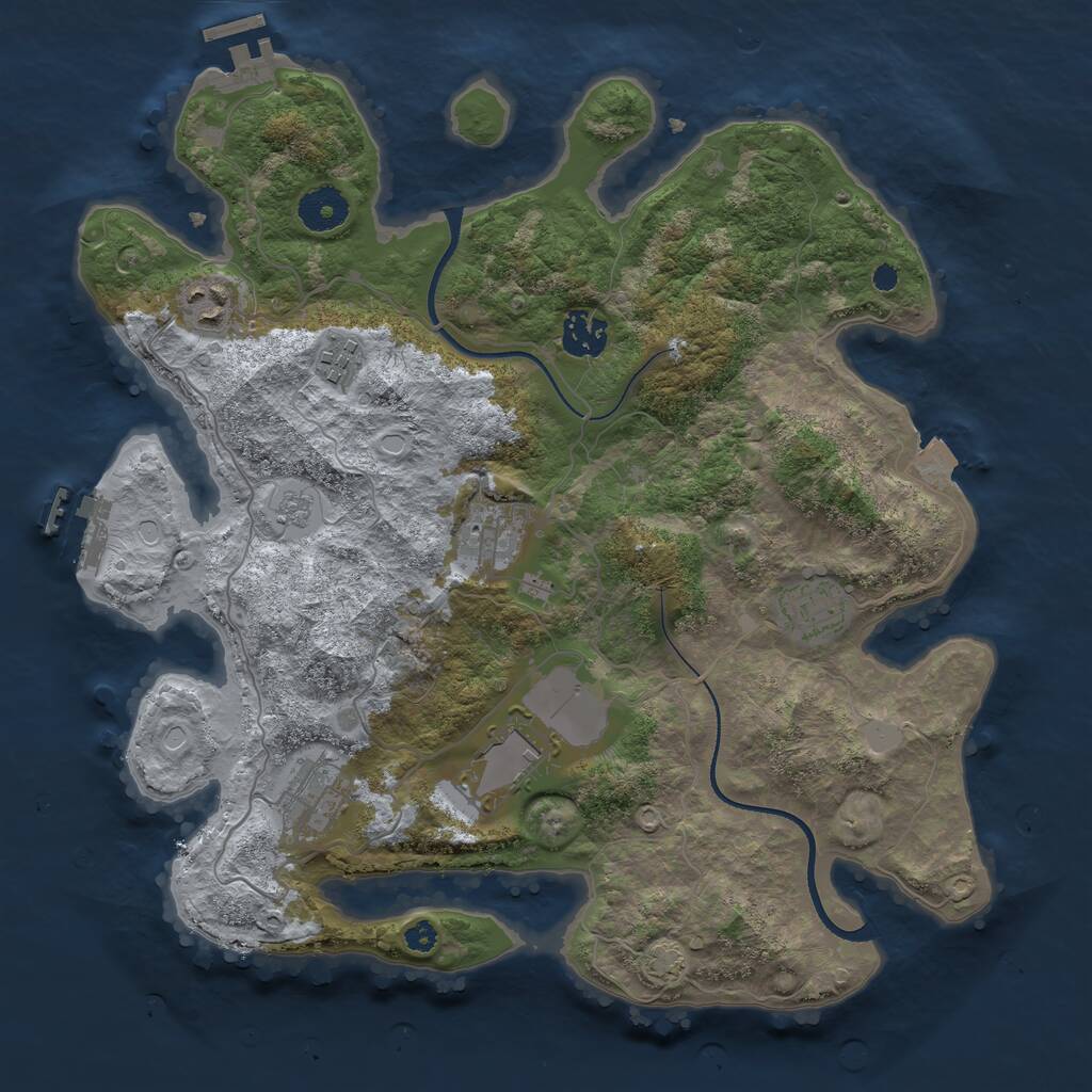 Rust Map: Procedural Map, Size: 3500, Seed: 870784, 12 Monuments