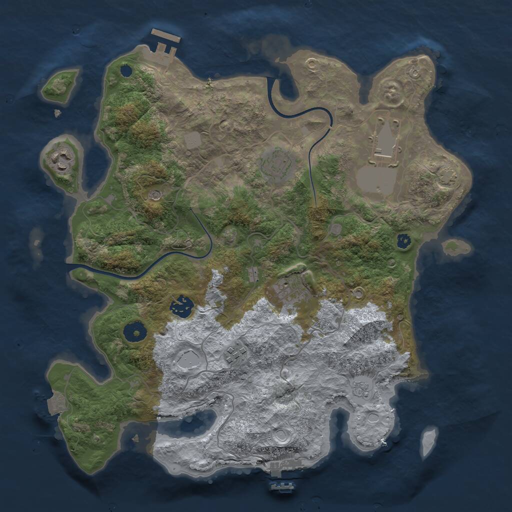 Rust Map: Procedural Map, Size: 3500, Seed: 316374, 12 Monuments