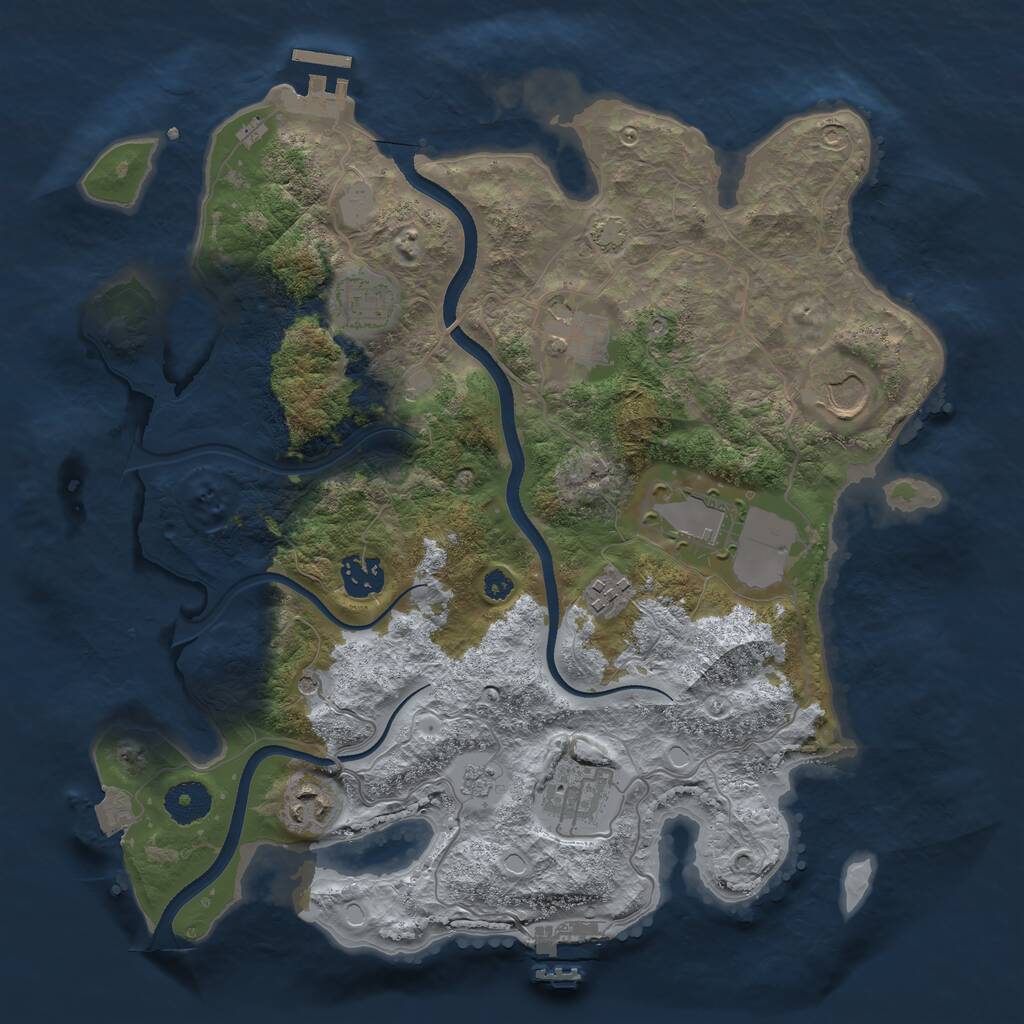 Rust Map: Procedural Map, Size: 3500, Seed: 316374, 14 Monuments