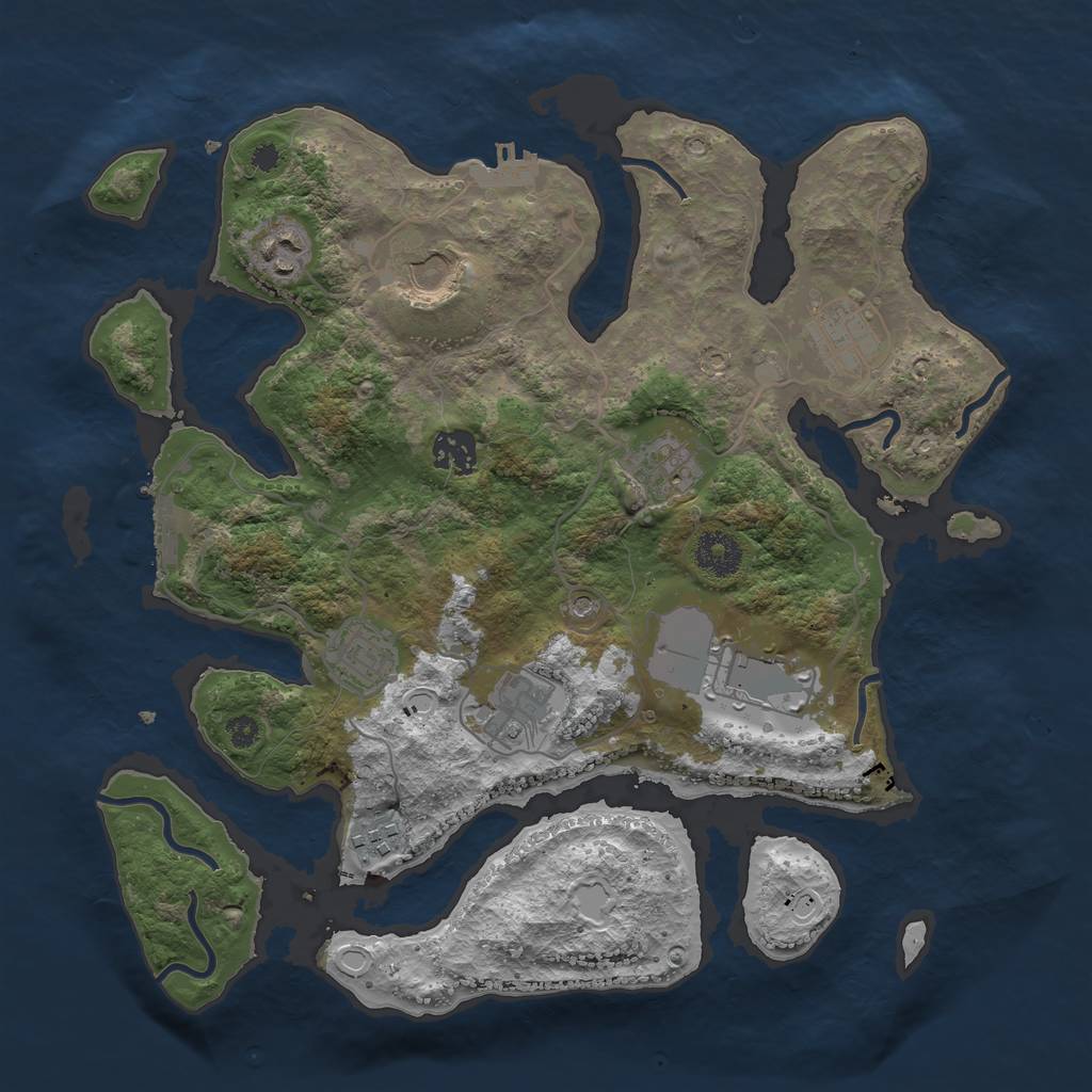 Rust Map: Procedural Map, Size: 3500, Seed: 316374, 20 Monuments