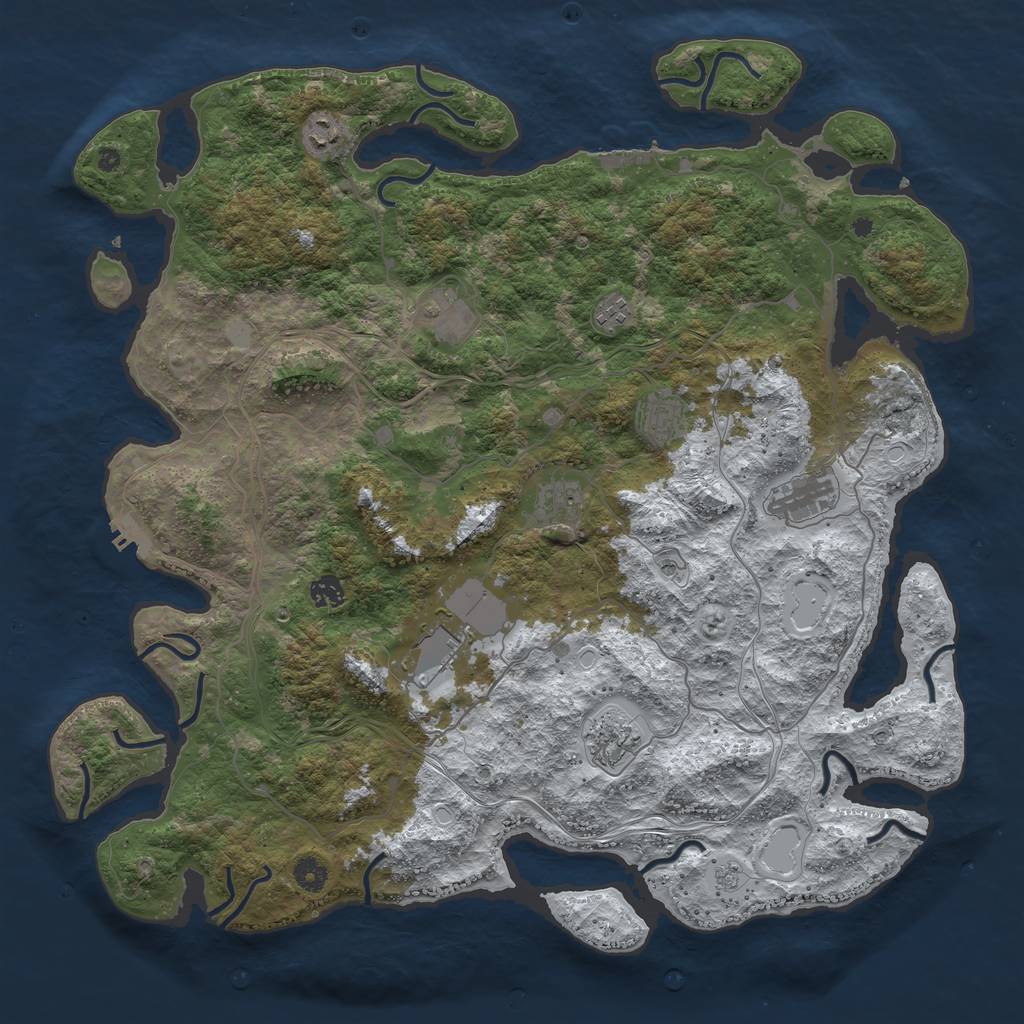 Rust Map: Procedural Map, Size: 4500, Seed: 80885, 18 Monuments