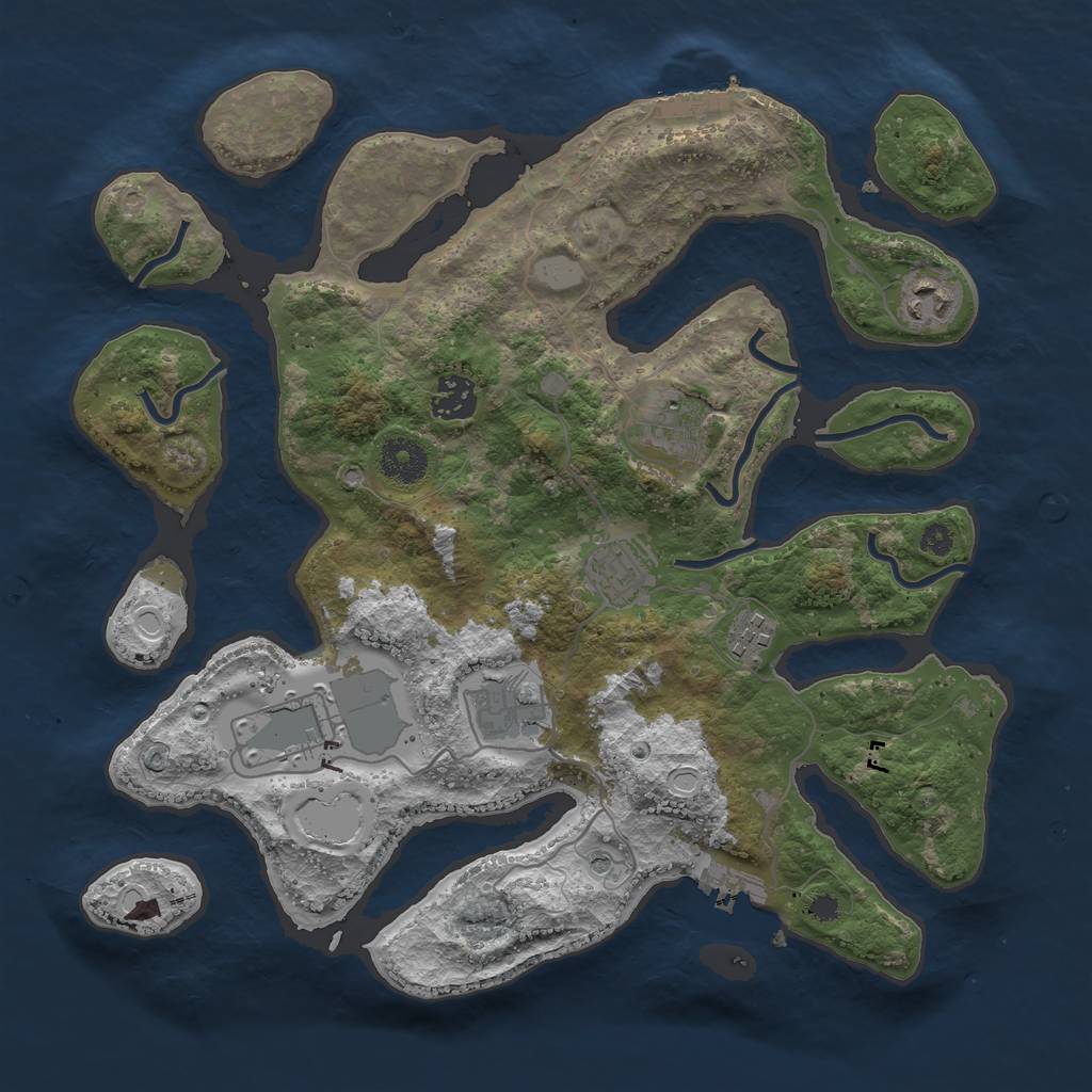 Rust Map: Procedural Map, Size: 3500, Seed: 680723, 15 Monuments