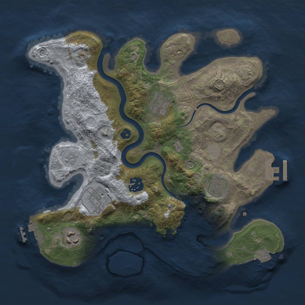 Rust Map: Procedural Map, Size: 2998, Seed: 64193665, 12 Monuments