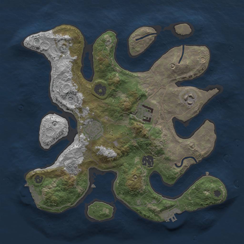 Rust Map: Procedural Map, Size: 2998, Seed: 64193665, 16 Monuments