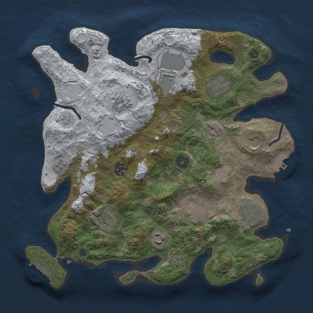 Rust Map: Procedural Map, Size: 3500, Seed: 694416, 19 Monuments