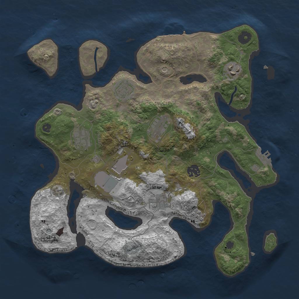 Rust Map: Procedural Map, Size: 3500, Seed: 450636, 16 Monuments