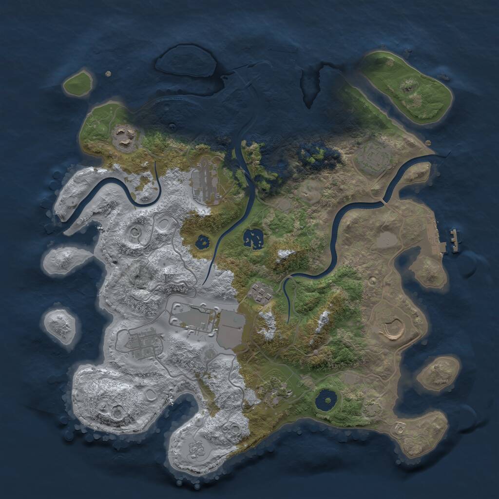 Rust Map: Procedural Map, Size: 3500, Seed: 375872, 15 Monuments