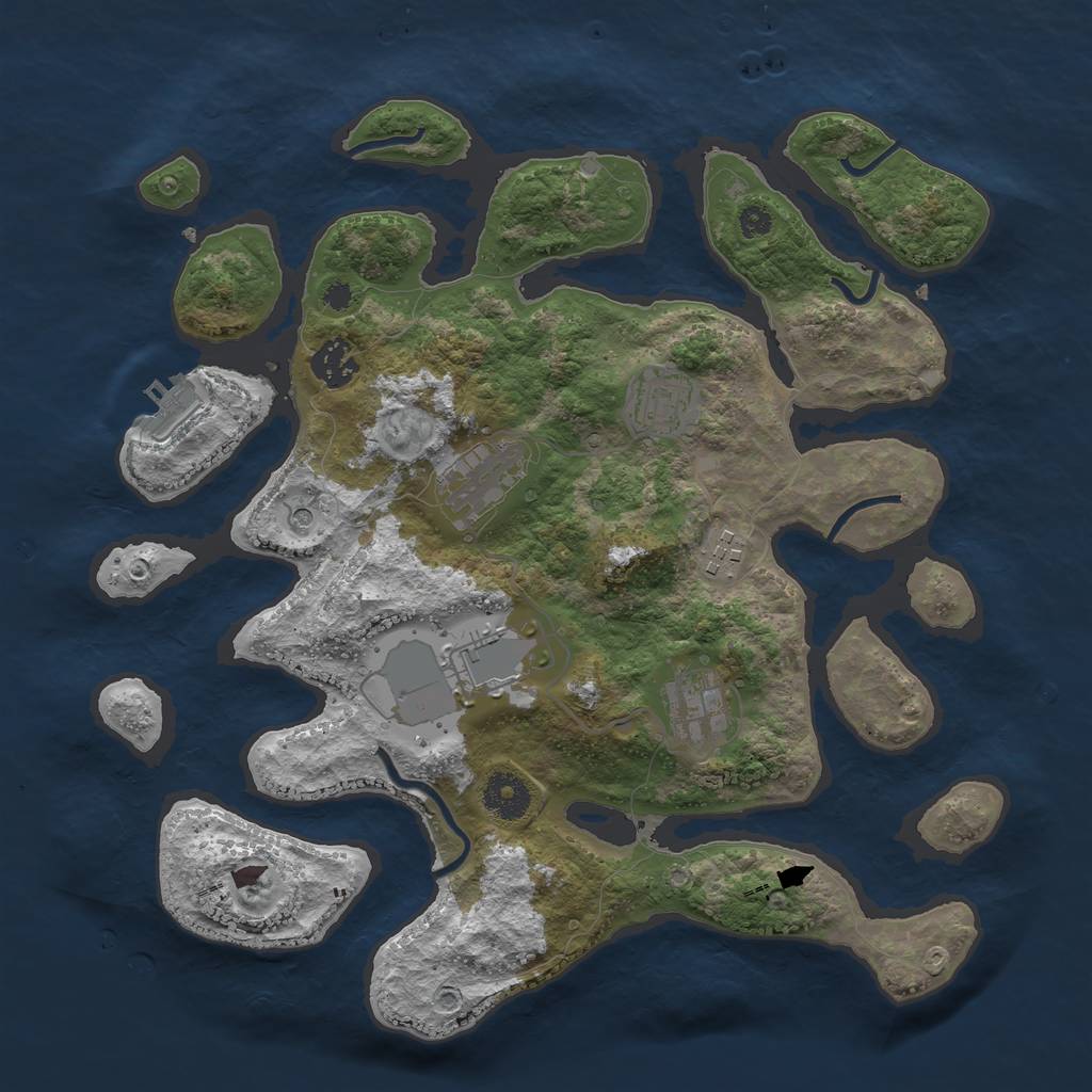 Rust Map: Procedural Map, Size: 3500, Seed: 375872, 10 Monuments