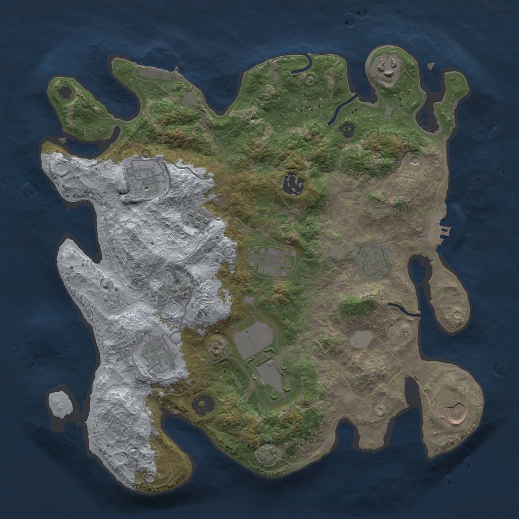 Rust Map: Procedural Map, Size: 3500, Seed: 477716, 17 Monuments