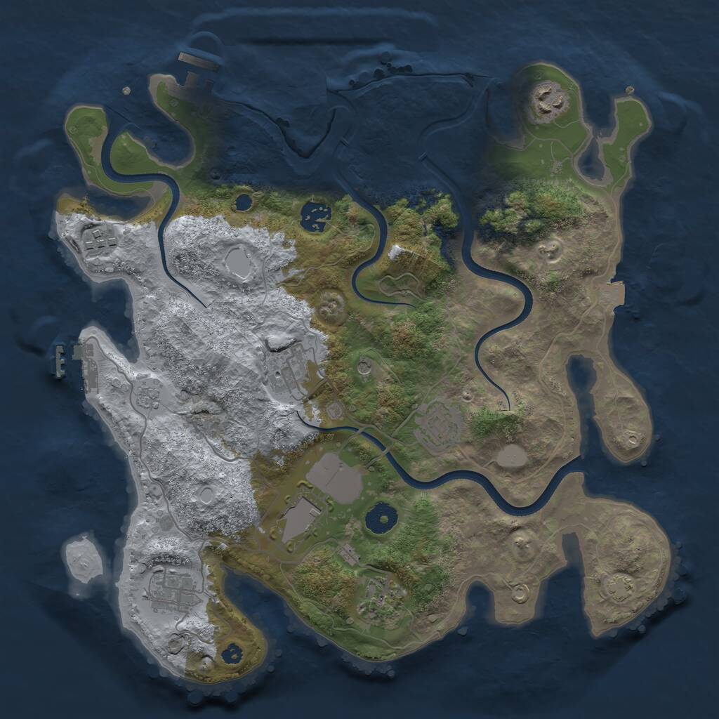 Rust Map: Procedural Map, Size: 3500, Seed: 477716, 14 Monuments