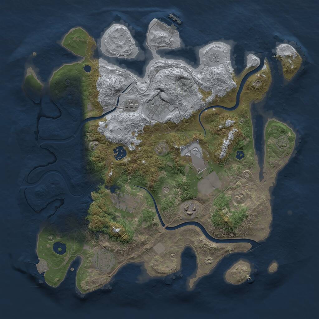 Rust Map: Procedural Map, Size: 3600, Seed: 261550, 12 Monuments