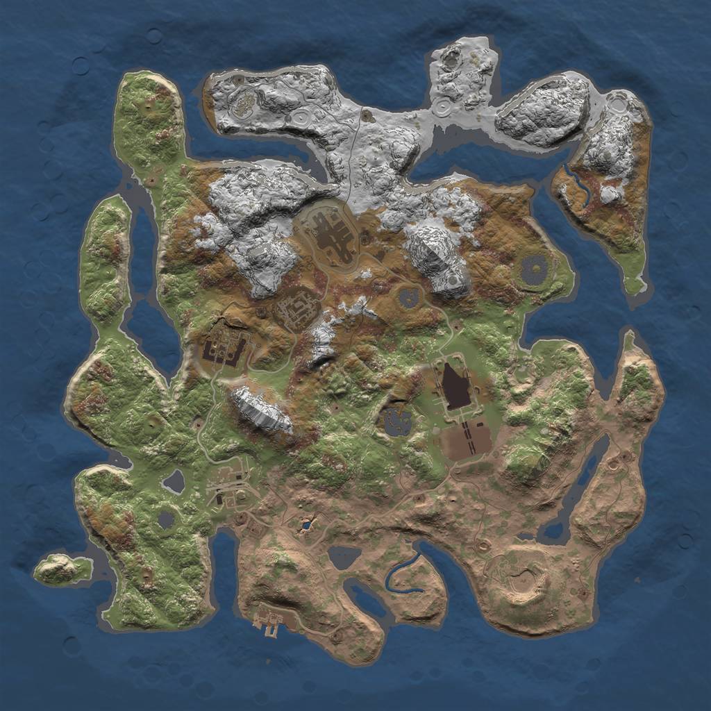 Rust Map: Procedural Map, Size: 3600, Seed: 261550, 12 Monuments