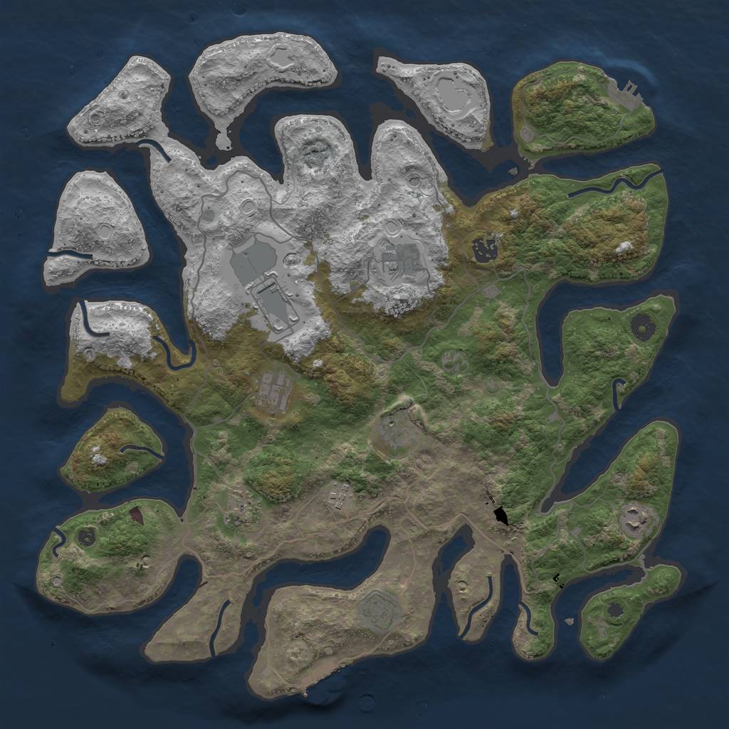 Rust Map: Procedural Map, Size: 4250, Seed: 2064719597, 20 Monuments