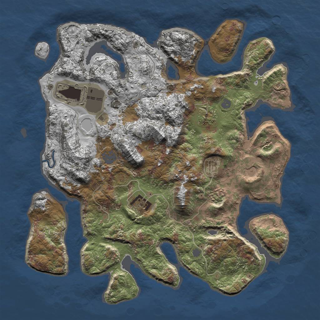 Rust Map: Procedural Map, Size: 3500, Seed: 764022, 10 Monuments