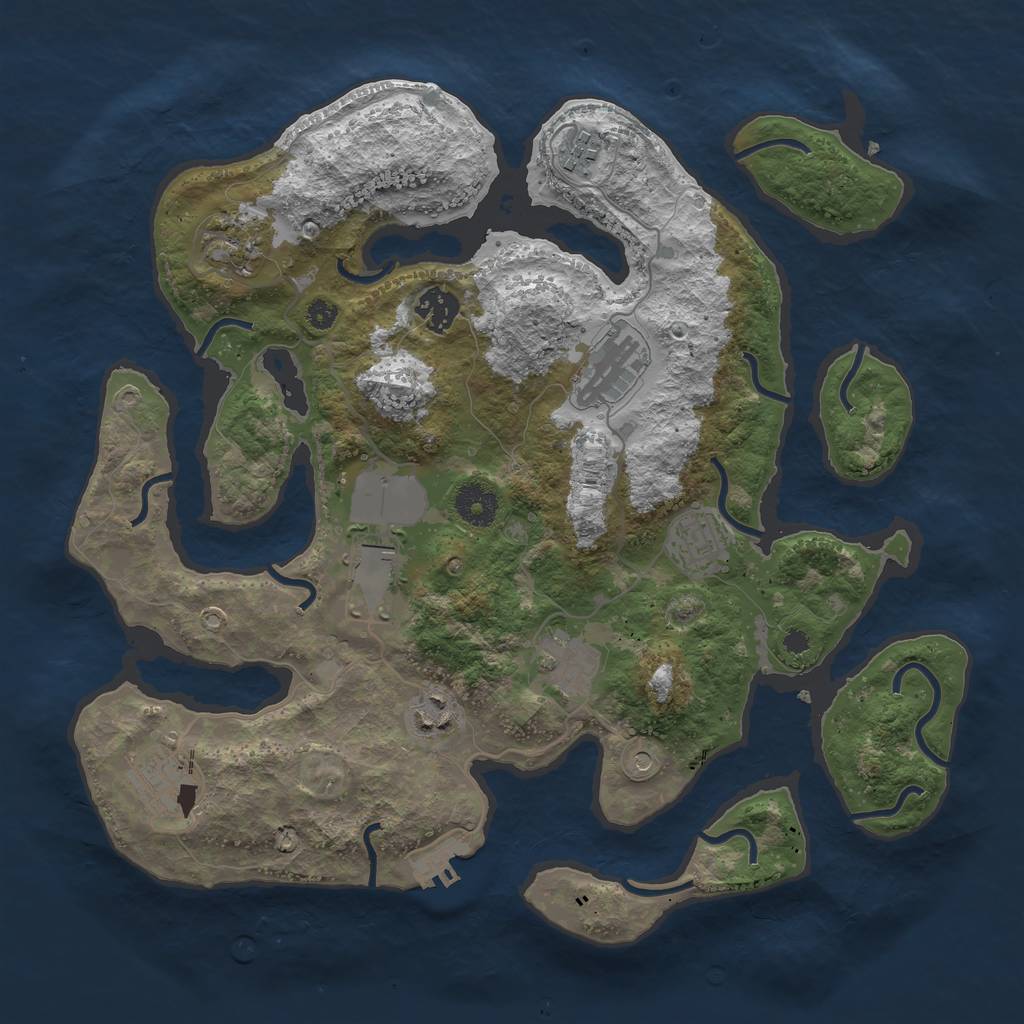 Rust Map: Procedural Map, Size: 3600, Seed: 295279, 13 Monuments