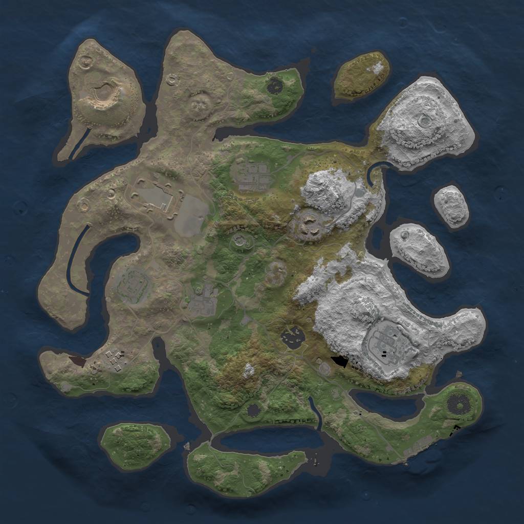 Rust Map: Procedural Map, Size: 3500, Seed: 316230, 13 Monuments