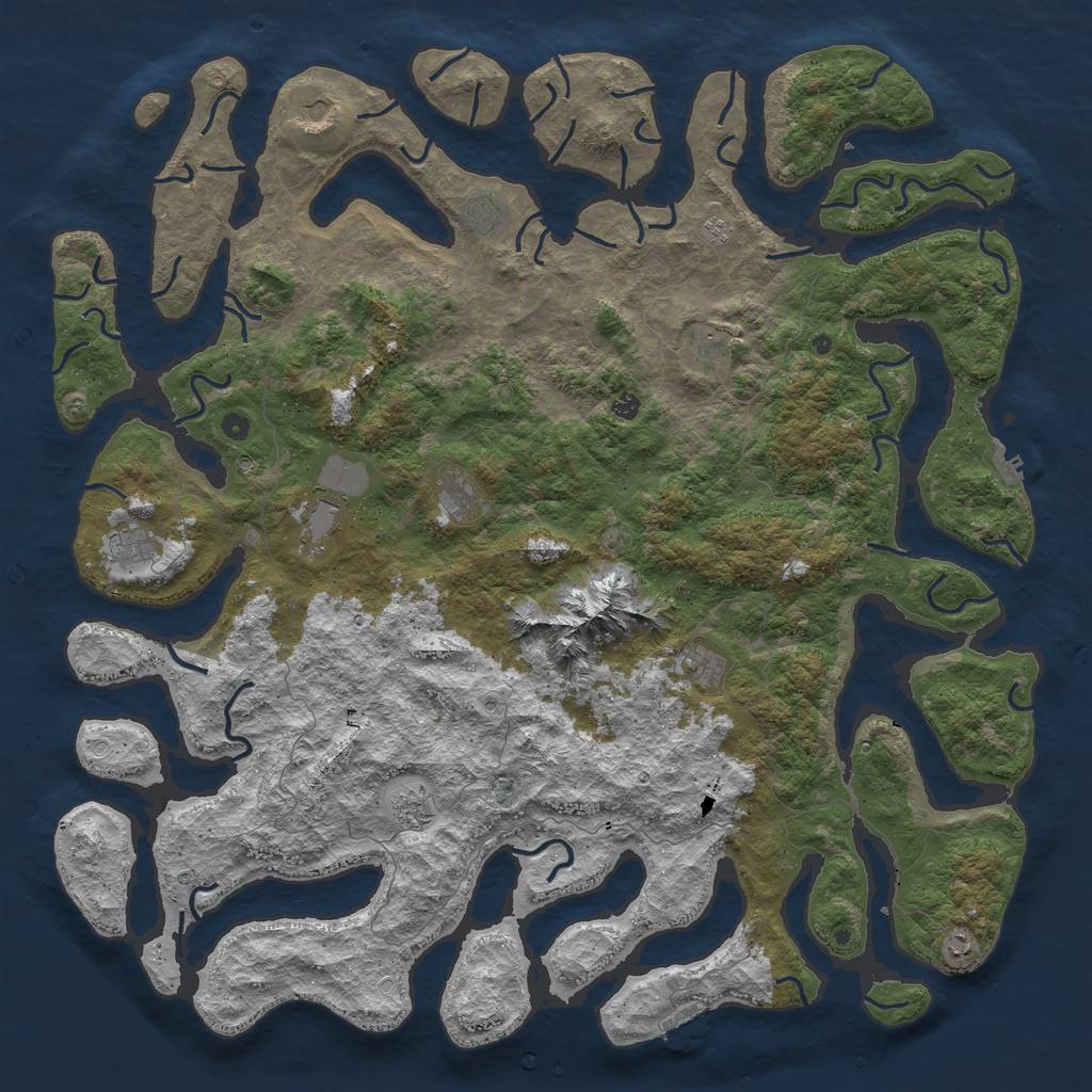 Rust Map: Procedural Map, Size: 6000, Seed: 314159265, 19 Monuments