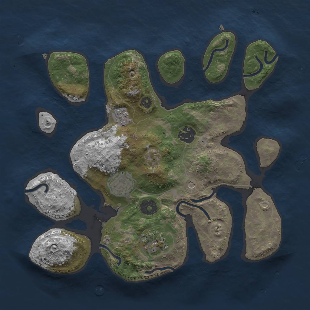 Rust Map: Procedural Map, Size: 2800, Seed: 12345, 7 Monuments