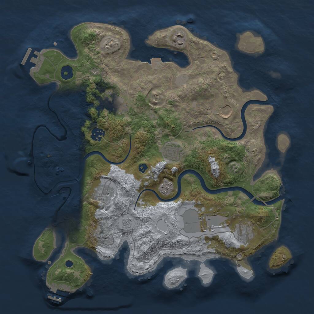 Rust Map: Procedural Map, Size: 3500, Seed: 868912, 15 Monuments