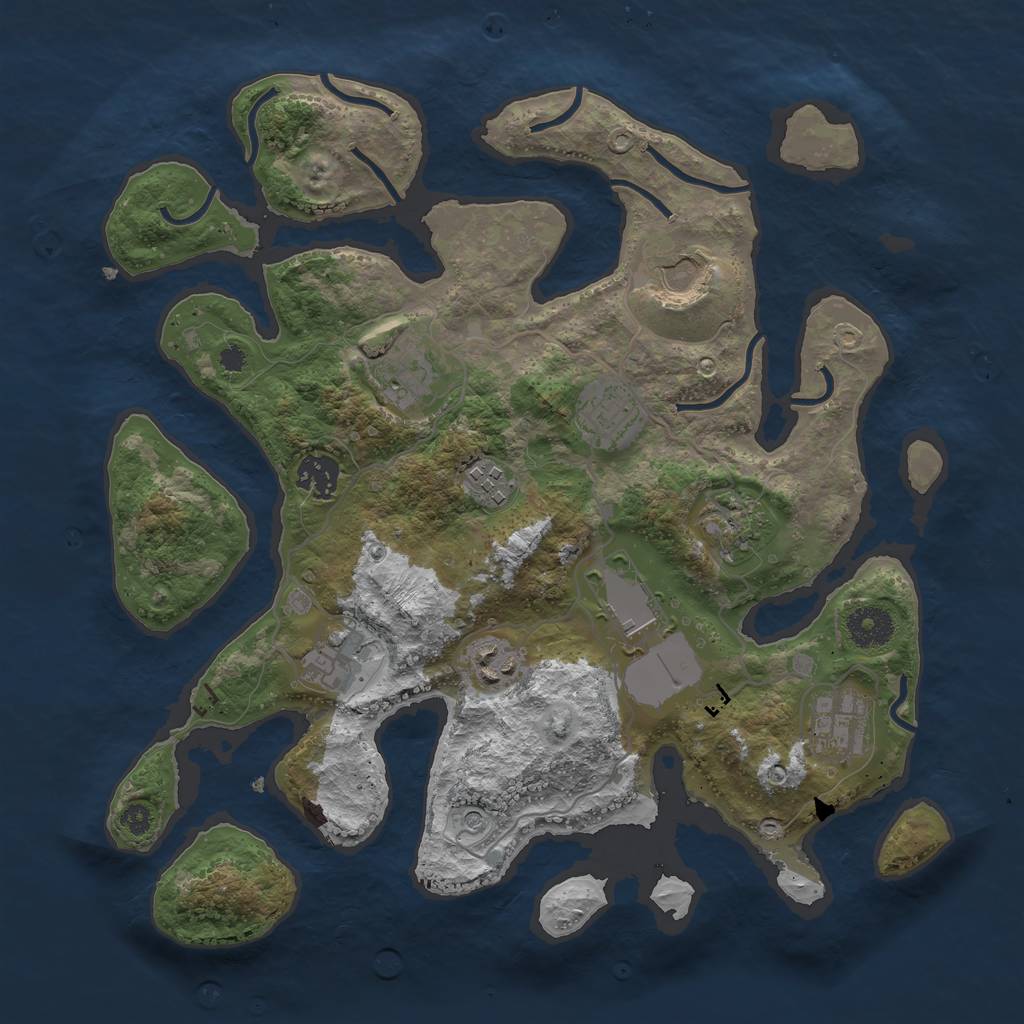 Rust Map: Procedural Map, Size: 3500, Seed: 868912, 13 Monuments