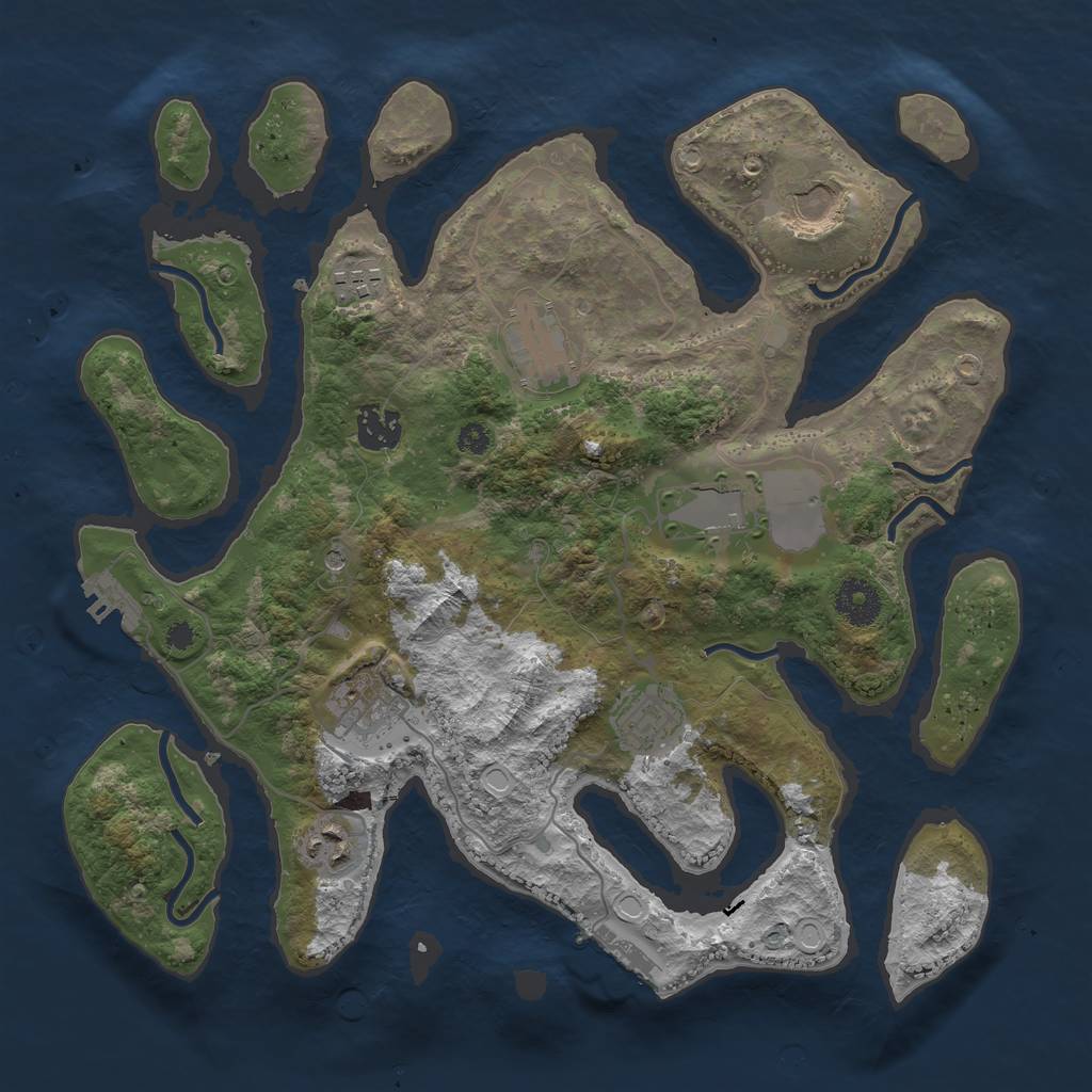 Rust Map: Procedural Map, Size: 3500, Seed: 649078, 19 Monuments