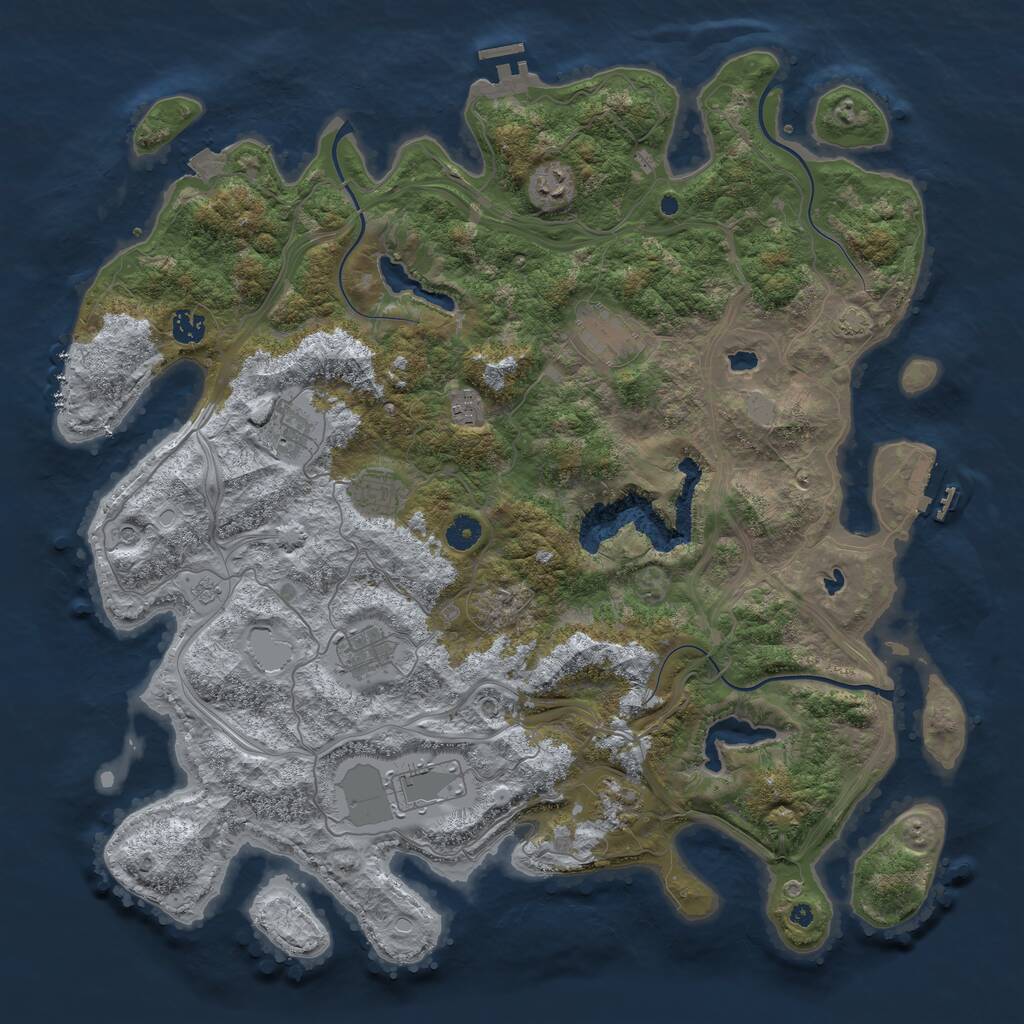 Rust Map: Procedural Map, Size: 4500, Seed: 2117153495, 15 Monuments