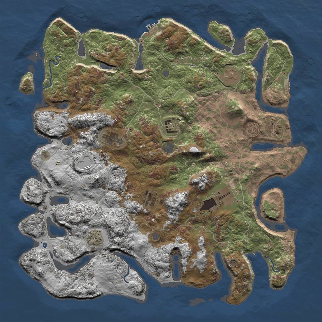 Rust Map: Procedural Map, Size: 4500, Seed: 2117153495, 15 Monuments