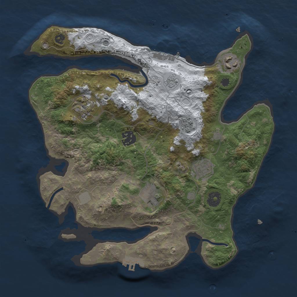 Rust Map: Procedural Map, Size: 3000, Seed: 1514090393, 14 Monuments