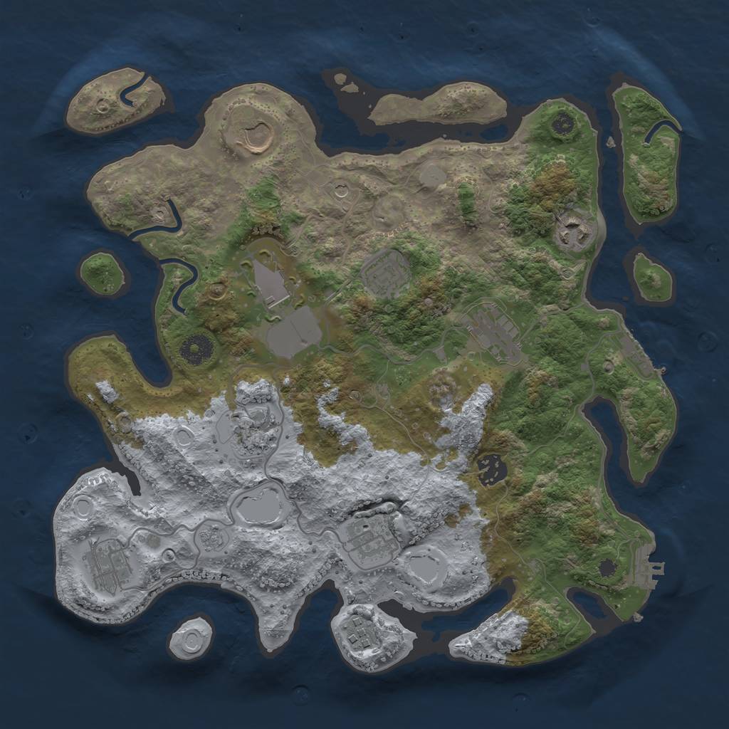 Rust Map: Procedural Map, Size: 3500, Seed: 20912, 17 Monuments