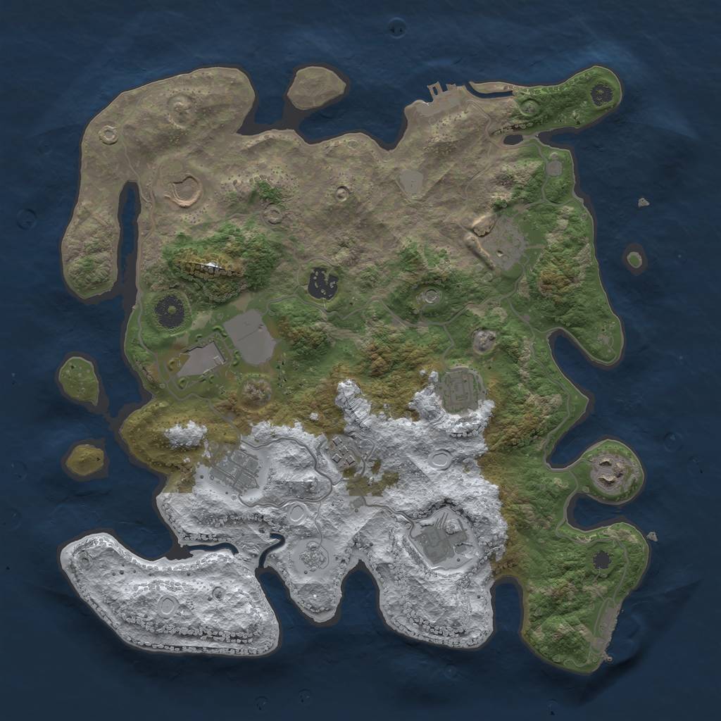 Rust Map: Procedural Map, Size: 3500, Seed: 3512, 18 Monuments