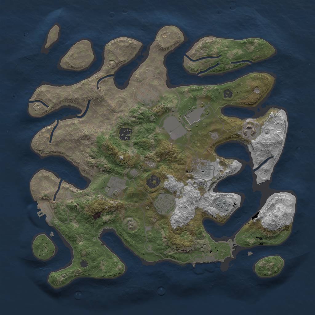 Rust Map: Procedural Map, Size: 3500, Seed: 3545, 16 Monuments