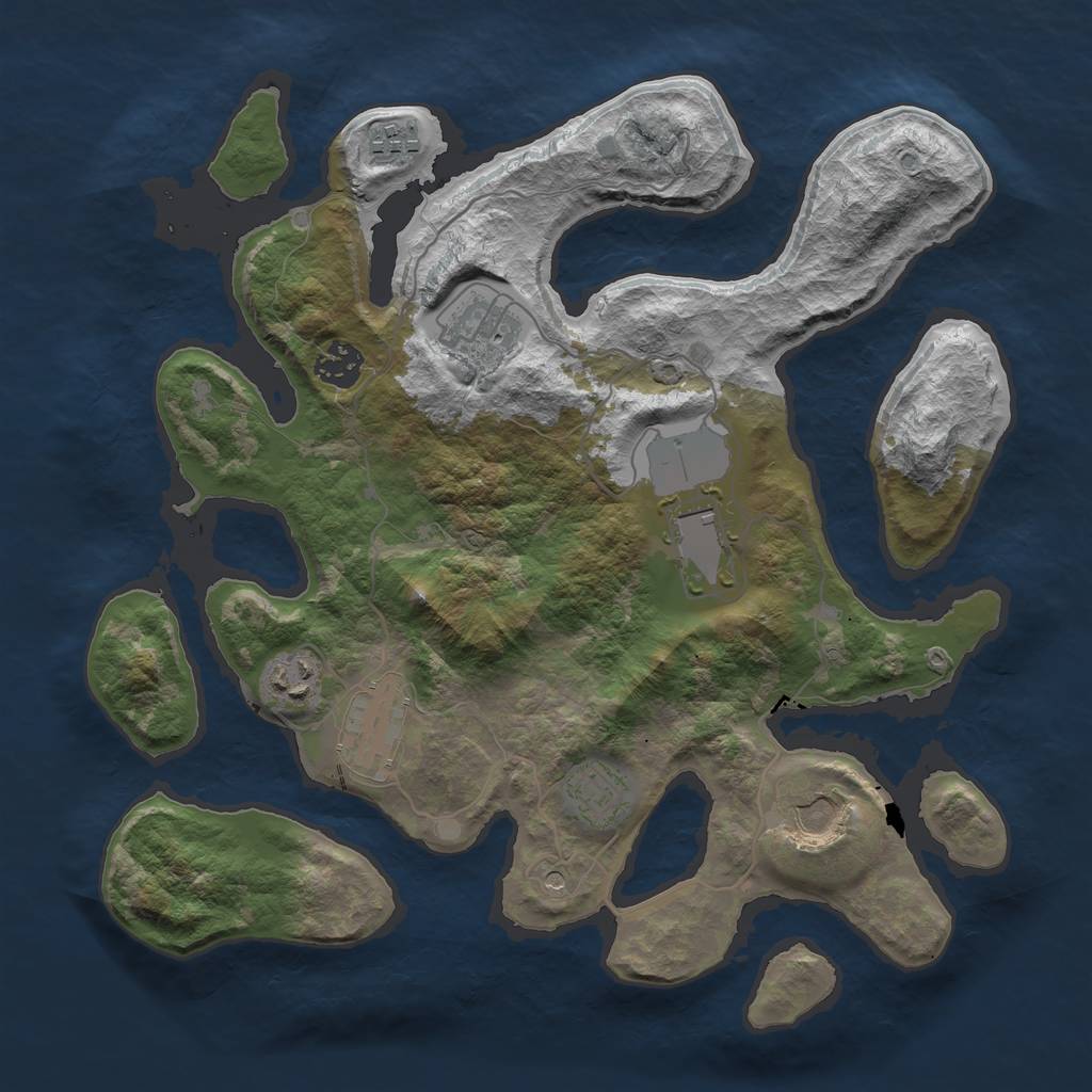 Rust Map: Barren, Size: 3500, Seed: 190, 11 Monuments