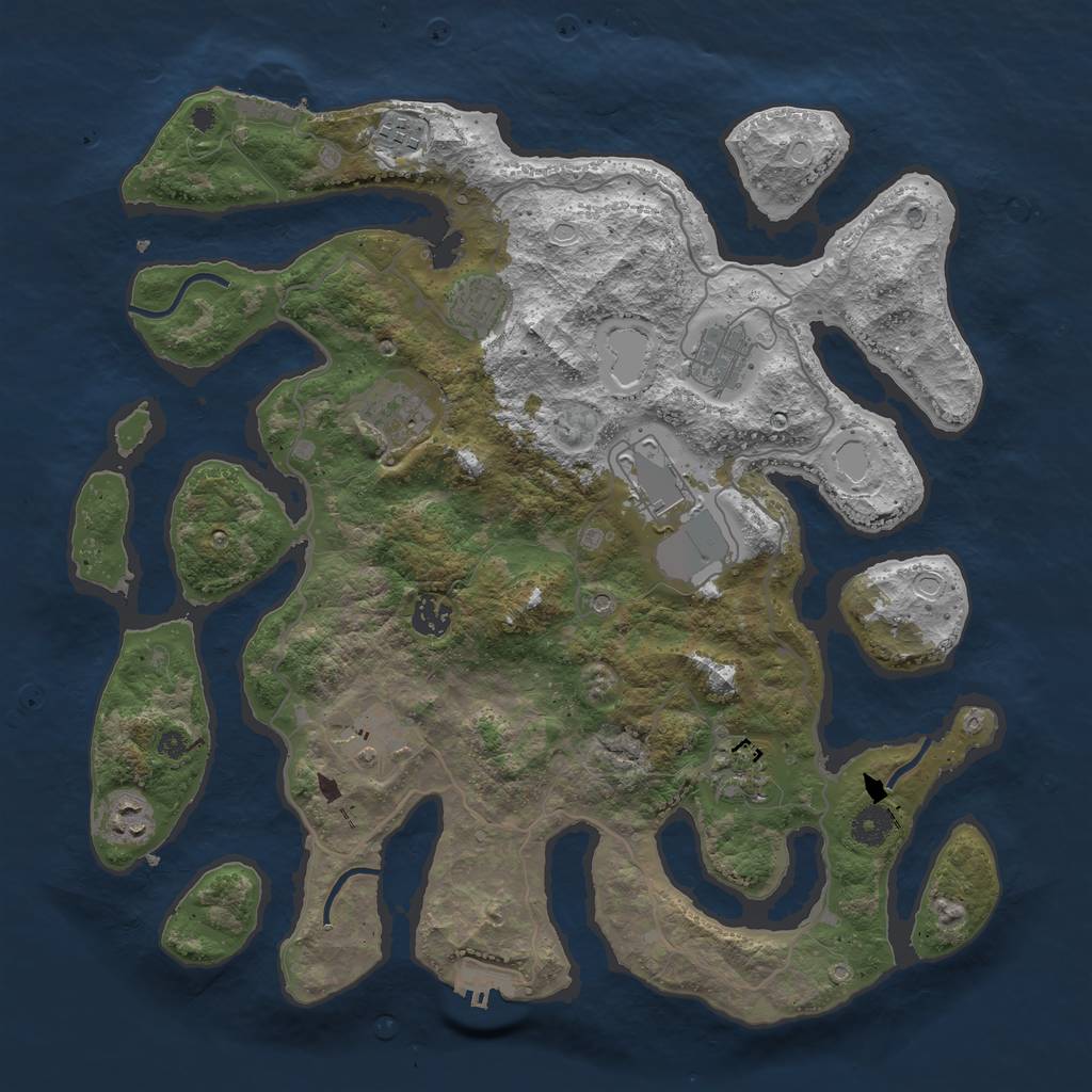 Rust Map: Procedural Map, Size: 4000, Seed: 1808780733, 17 Monuments