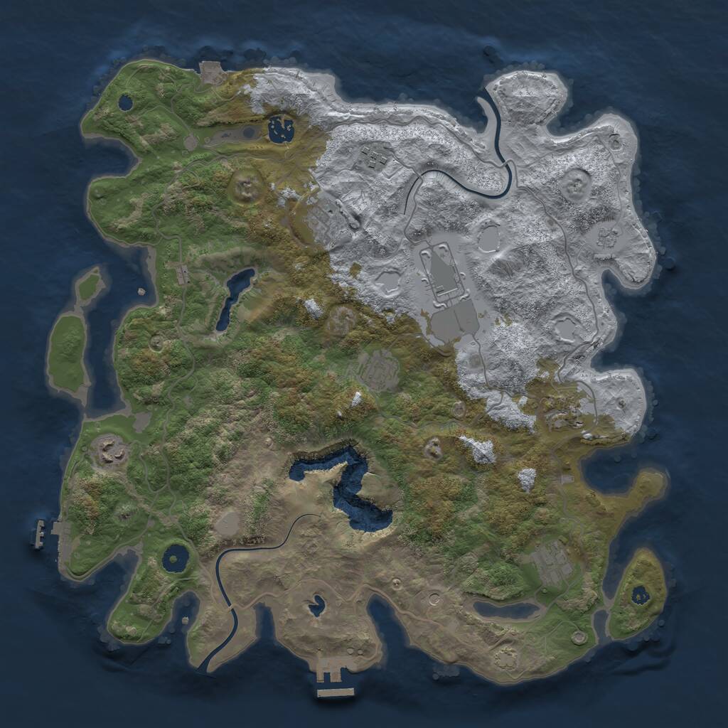 Rust Map: Procedural Map, Size: 4000, Seed: 1808780733, 14 Monuments