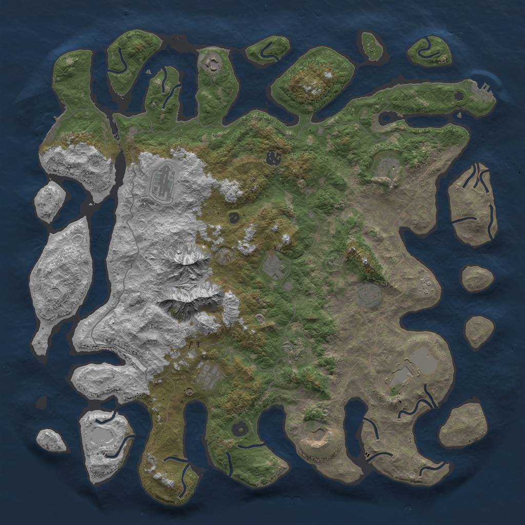 Rust Map: Procedural Map, Size: 5000, Seed: 420911, 19 Monuments