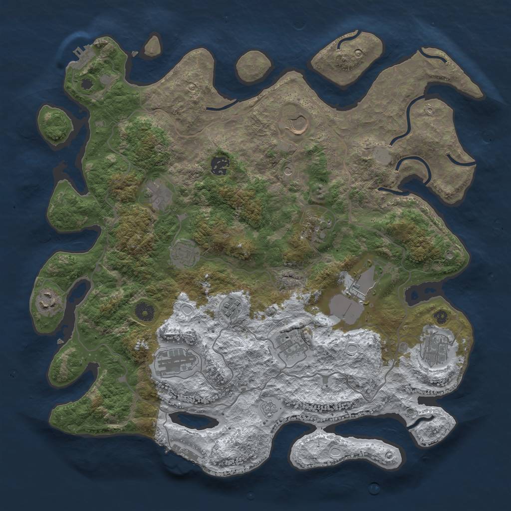 Rust Map: Procedural Map, Size: 4000, Seed: 4568, 20 Monuments