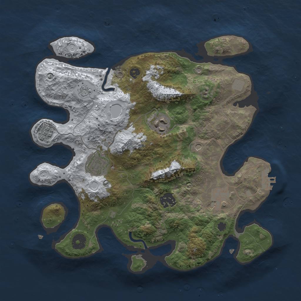 Rust Map: Procedural Map, Size: 3000, Seed: 2044262084, 13 Monuments